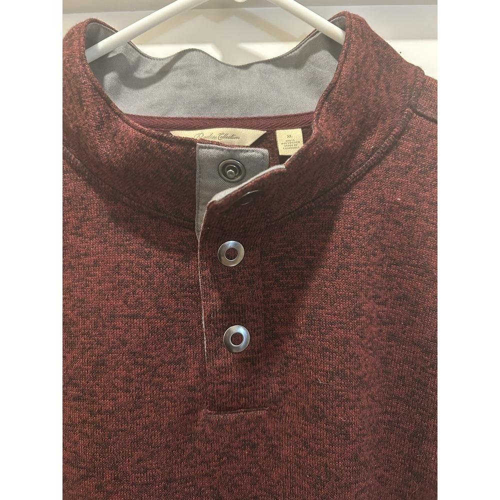 Men's Henley Button Up Knit Sweater Long Sleeve XL Burgandy NWT Dad Grandpa
